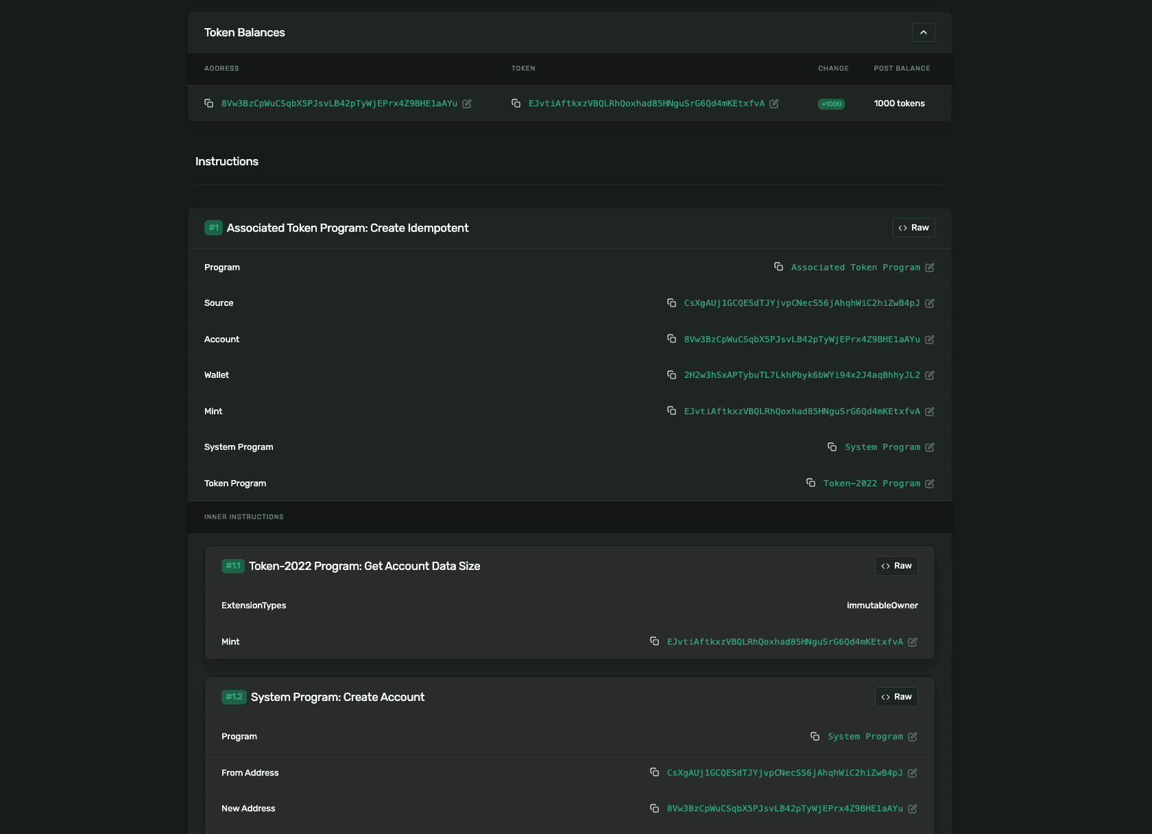 Deployed PTFND token on the SDP dashboard's issuance page, with status active and the mint address surfaced.