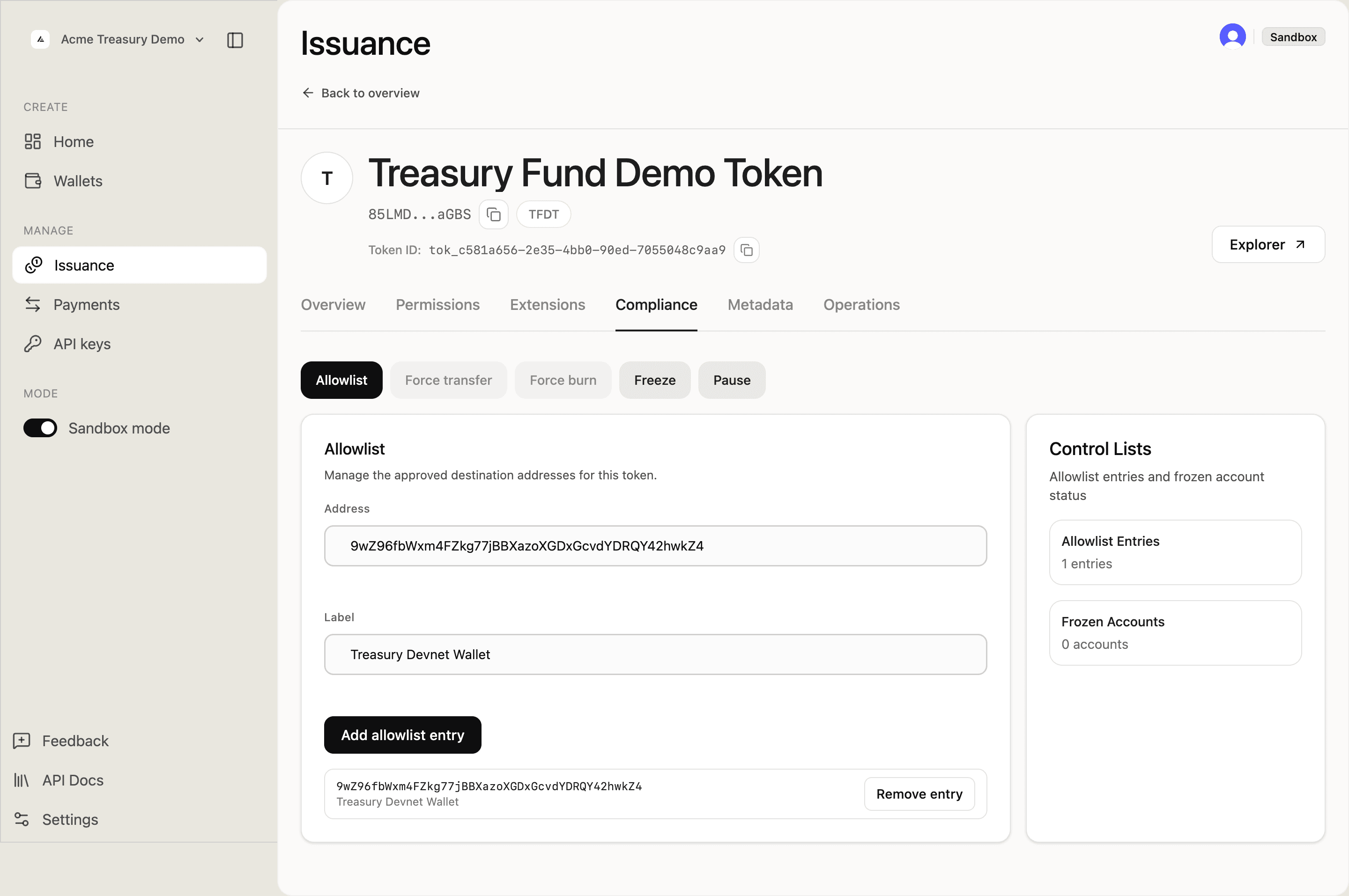 Allowlist entry added and visible in the list