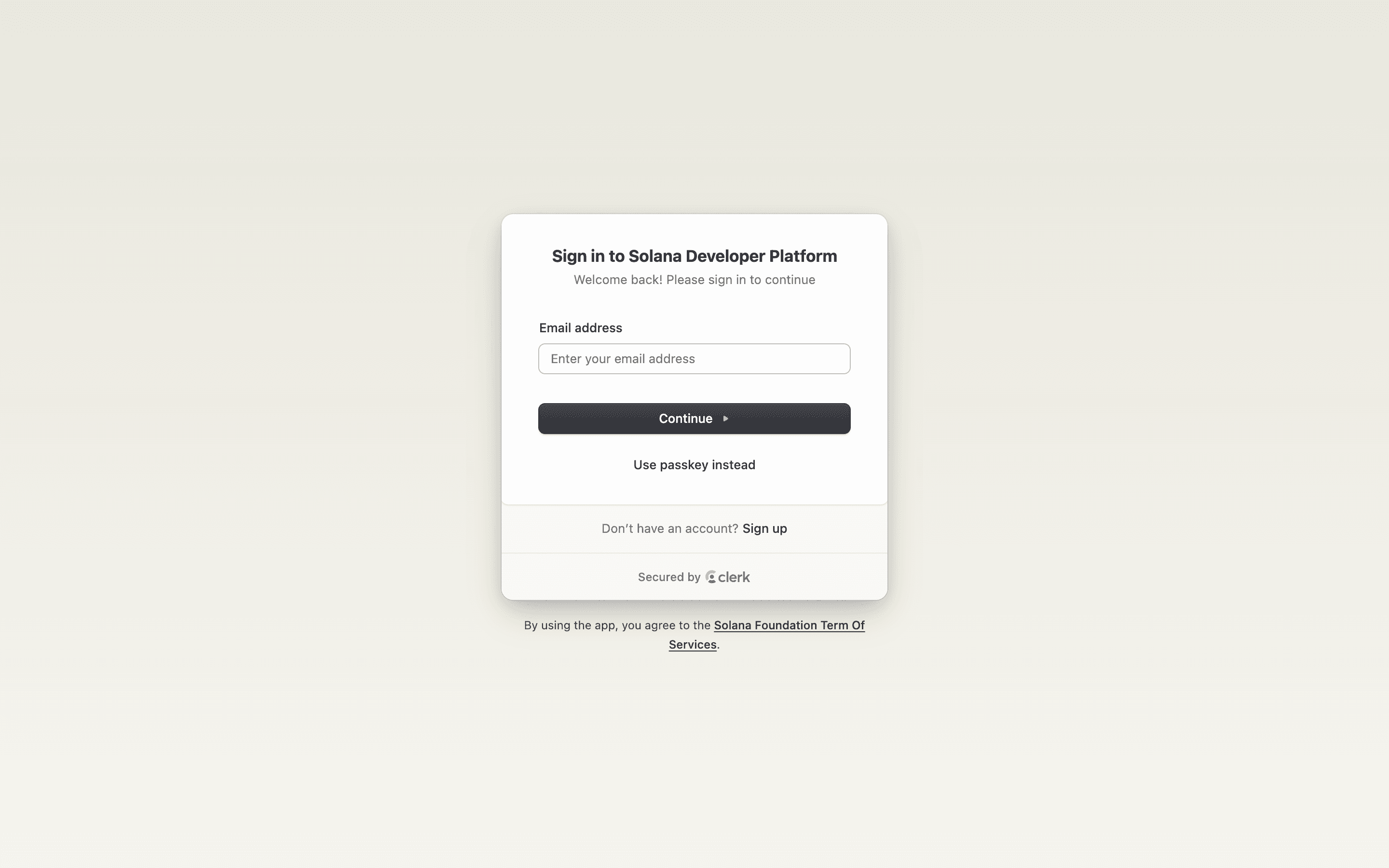 SDP sign-in screen with Sign up link